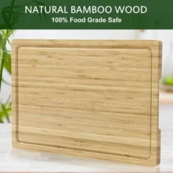 Bamboo Wood Cutting Board For Kitchen, 18"x12" Large Chopping Board, Wooden Cheese Charcuterie Board, With Side Handles And Juice Grooves -Furniture GUEST 97f7de29 e88d 4723 93f8 4b28472be082