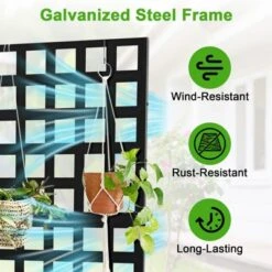 Metal Planter Box With Trellis, 71"x47"x12" Raised Garden Bed With Trellis & Wheels, Outdoor Garden Box With Privacy Screen & Drainage Holes -Furniture GUEST 9842e033 3212 4d52 ba85 207a7d151eed