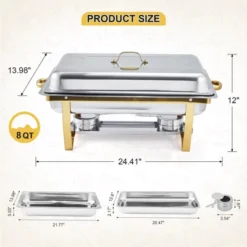 Chafing Dishes For Buffet ,8 Qt Stainless Steel Chafers And Buffet Warmers Sets With Lid, Rectangle Serving Food Warmer Catering Supplies Buffet -Furniture GUEST 987a1db3 a921 4a37 ae8e 099d59a749ef
