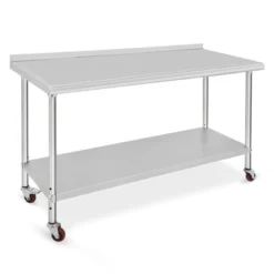 Kitchen Worktop Stainless Steel Kitchen Worktop 152 X 61 X 89 Cm With Wheels And Splash Guard Kitchen Table Gastro