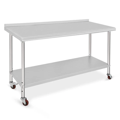 Kitchen Worktop Stainless Steel Kitchen Worktop 152 X 61 X 89 Cm With Wheels And Splash Guard Kitchen Table Gastro 3 Kitchen Worktop Stainless Steel Kitchen Worktop 152 X 61 X 89 Cm With Wheels And Splash Guard Kitchen Table Gastro
