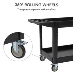Service Cart, 500 LBS Heavy Duty 2-Shelf Rolling Utility Cart - 45''X25'' Trays, Non-Marking Wheels (Warehouse/Garage/Cleaning) -Furniture GUEST 99beb2f7 ca15 4d6b 8576 034a80ff3cff