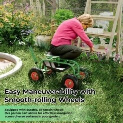 TROPOW Swivels Garden Cart Workseat,Heavys-Duty Rolling Stool With 10¡± All-Terrains Tires,Foldable Design&Tool Tray ¨C Perfect For Gardening,Green -Furniture GUEST 99c0ecf9 f1d4 44ed a68f fa1a7fb5b772