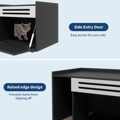 TROPOW Cat Litter Box Enclosure With Ventilated Panel Hidden Litter Box Furniture With Drop Down Door, Indoor Cat House 6 TROPOW Cat Litter Box Enclosure With Ventilated Panel Hidden Litter Box Furniture With Drop Down Door, Indoor Cat House - Image 4