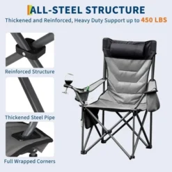 Oversized Padded Camping Chairs, Hevy Duty Folding Camp Chair - Comfortable Camping Chair With High Back & Pillow, 1 Pack -Furniture GUEST 9a59a369 d8d9 4f3d 8c3a 341e79ab897d