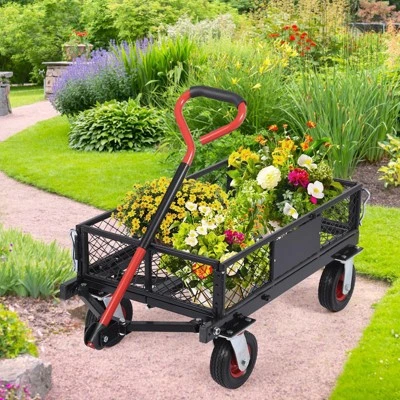 Folding Utility Mesh Steel Garden Carts And Wagons Heavy Duty 360lbs,Folding Utility Wagon Cart W Removable Mesh Sides 3 Folding Utility Mesh Steel Garden Carts And Wagons Heavy Duty 360lbs,Folding Utility Wagon Cart W Removable Mesh Sides