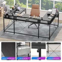 U Shaped Desk, 126 Inch Gaming Desk With Monitor Stand And LED Lights, Reversible Shaped Large Computer Desk With Power Outlets, Office Desk 17 U Shaped Desk, 126 Inch Gaming Desk With Monitor Stand And LED Lights, Reversible Shaped Large Computer Desk With Power Outlets, Office Desk -Furniture GUEST 9ac248a3 4006 4869 a542 e10c3ba27b8e