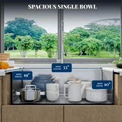 Kitchen Sink Undermount Stainless Steel 304 Single Bowl With Workstation Ledge, Handcrafted Brushed Sink Kit -Furniture GUEST 9b1da12b 5a28 4526 be0b b2dc8d8dd829