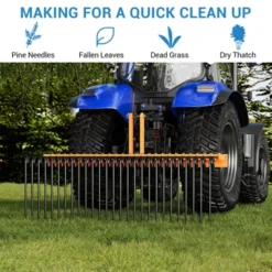 TROPOW Pine Straw Needle Rake, Durable Powder Coated Steel Spring Landscape Rake Attaches To Cat 0 Cat 1,3 Point Hitch For Tractor, Orange -Furniture GUEST 9b84e508 4a60 4342 8dd6 81a9a9ab0555