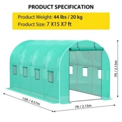 Walk-in Tunnel Greenhouse,Garden Plant Hot House For Outdoors Vegetables Plants,Galvanized Steel Frame Green PE Cover Warm House （6/8 Windows） -Furniture GUEST 9baa1648 80a6 49e9 b2b7 e02240ec5838