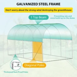 Walk-in Tunnel Greenhouse,Garden Plant Hot House For Outdoors Vegetables Plants,Galvanized Steel Frame Green PE Cover Warm House （6/8 Windows） -Furniture GUEST 9c4cd288 a05d 4d52 9847 7f86038403c8