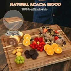24x18 Inch Acacia Wood Cutting Board – Thick Butcher Block With Juice Groove & Handles, Perfect For Meat Prep, Cheese -Furniture GUEST 9ca542bc ae44 4188 96c2 62f0a7fc929b