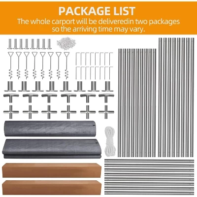 Carport, Portable Garage 13x20FT Heavy Duty - Galvanized Frame, 180g PE Waterproof Canopy With 4 Doors (2 Side Doors) & 4 Windows For Truck, Boat 9 Carport, Portable Garage 13x20FT Heavy Duty - Galvanized Frame, 180g PE Waterproof Canopy With 4 Doors (2 Side Doors) & 4 Windows For Truck, Boat - Image 7