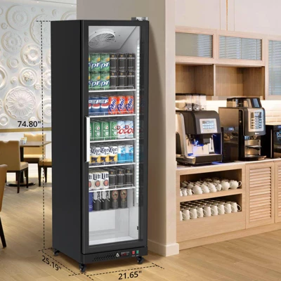 Beverage Cooler - 12.4 Cu Ft Upright Display Fridge With Reinforced Glass Door, Adjustable Shelves & Drink Organizers 6 Beverage Cooler - 12.4 Cu Ft Upright Display Fridge With Reinforced Glass Door, Adjustable Shelves & Drink Organizers - Image 5