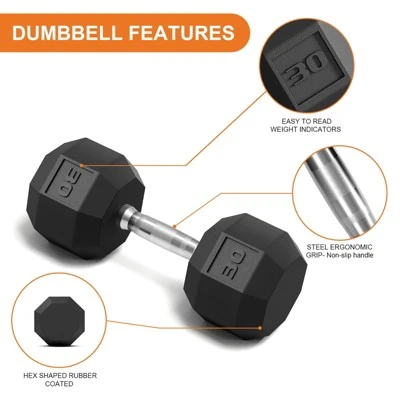 TROPOW Black PVC Hex Dumbbell Set ¨C 100LB (5/10/15/20LB X2) & 110LB (25/30LB X2) For Home Gym, Strength Training & Full-Body Workout 4 TROPOW Black PVC Hex Dumbbell Set ¨C 100LB (5/10/15/20LB X2) & 110LB (25/30LB X2) For Home Gym, Strength Training & Full-Body Workout - Image 2