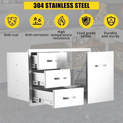 Stainless Steel Outdoor Kitchen Cabinet Door Set - Left Drawer + Right Door , NSF Double Wall, Includes Vent Panel For Grill/BBQ Islands & Fire Pits 8 Stainless Steel Outdoor Kitchen Cabinet Door Set - Left Drawer + Right Door , NSF Double Wall, Includes Vent Panel For Grill/BBQ Islands & Fire Pits - Image 6