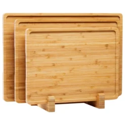 Cutting Board Set, 3-Piece Bamboo Kitchen Chopping Boards With Holder - Deep Juice Groove & Handles For Meat, Veggies, Fruit -Furniture GUEST 9ffcba2a a3a1 4974 92d9 79b73842b132
