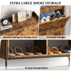 Shoe Cabinet With 2 Flip Drawers, Freestanding Entryway Shoe Storage Organizer, Narrow Rack Cabinet 10 Shoe Cabinet With 2 Flip Drawers, Freestanding Entryway Shoe Storage Organizer, Narrow Rack Cabinet -Furniture GUEST a00aa6e4 4948 4f35 a1fb ebd19292813e