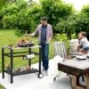 Portable Stainless Steel Outdoor Grill Cart Featuring A Double Shelf, Equipped With Gas Tank Hooks -Furniture GUEST a02909c5 8926 4ee4 a987 7c69bd49433a