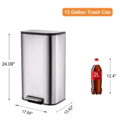 13.2 Gal/50L Trash Can, Rectangular Stainless Steel Trash Can With Recycling Bin, Fingerprint-Resistant,with Removable Inner Buckets -Furniture GUEST a06f5ded e0c1 4a01 bf89 108d52ab02d5