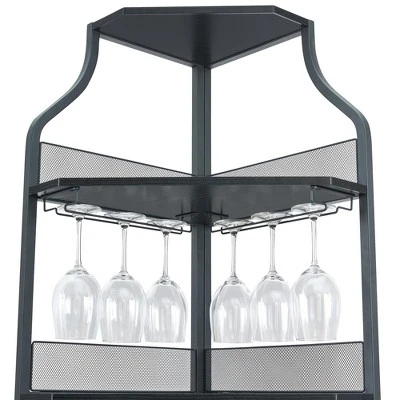 TROPOW Corner Bar Rack Cabinet With Detachable Wine Rack, Bar Cabinet With Glass Holder, Small Sideboard And Buffet Cabinet With Mesh Door 5 TROPOW Corner Bar Rack Cabinet With Detachable Wine Rack, Bar Cabinet With Glass Holder, Small Sideboard And Buffet Cabinet With Mesh Door - Image 3