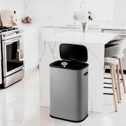 14.5 Gal/55 L Motion Sensor Trash Can, Automatic Garbage Can With Soft-Close Lid And Handle, Rectangle Touchless Waste Basket