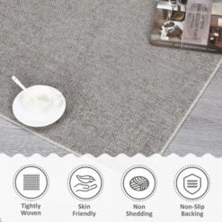 Machine Washable Area Rug 5x7 For Living Room Modern Minimalist Solid Carpet Non-Slip Low Pile Contemporary -Furniture GUEST a26e49e8 5636 4082 87d6 b716890ea2a3