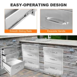 18W X 23H X 23D Inch Outdoor Kitchen Stainless Steel Double Access Drawers Combo For BBQ Island Or Grill Station 11 18W X 23H X 23D Inch Outdoor Kitchen Stainless Steel Double Access Drawers Combo For BBQ Island Or Grill Station -Furniture GUEST a2727038 d385 4dbd a1f0 df2a9cd77199