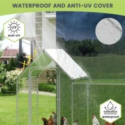 Chicken Coop Walk In Run - Large Metal Poultry Cage With Cover, Heavy Duty Wire Mesh Enclosure For Hens, Ducks & Rabbits -Furniture GUEST a3d5b7ef f3b3 4427 a641 ecc6db13eb48