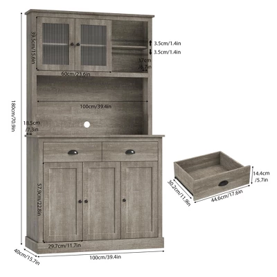Kitchen Pantry Storage Cabinet,71" Tall Wood Pantry With Microwave Stand, Modern Kitchen Hutch Cabinet,Coffee Bar Hutch With Wine Rack For Dining Room 3 Kitchen Pantry Storage Cabinet,71" Tall Wood Pantry With Microwave Stand, Modern Kitchen Hutch Cabinet,Coffee Bar Hutch With Wine Rack For Dining Room