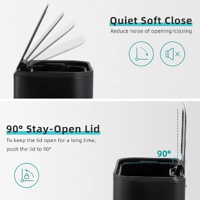 Gallon Bathroom Trash Can With Lid, Stainless Steel Garbage Can With Foot Pedal & Removable Inner Bucket, Rectangular Small Step Waste Bin For Kitchen 5 Gallon Bathroom Trash Can With Lid, Stainless Steel Garbage Can With Foot Pedal & Removable Inner Bucket, Rectangular Small Step Waste Bin For Kitchen - Image 3