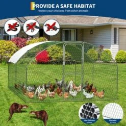 Chicken Coop, Poultry Cage - Outdoor Heavy Duty Metal Run With Waterproof Cover, Round Roof For Chicken, Duck, Rabbit, Hen -Furniture GUEST a4694473 ae5e 4619 81d1 52595c4a9970