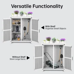 Outdoor Storage Cabinet, Potting Bench - Waterproof Wooden Garden Work Station With Galvanized Tabletop, Adjustable Shelves For Backyard/Patio/Lawn -Furniture GUEST a4cf1e2e da15 454c aac4 ed75507bff74