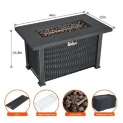 44 Inch Gas Fire Pit Outdoor Firepit Table, 50000BTU Rectangle Propane Fire Table With Cover & Rain Cover For Outside Garden Backyard Deck Patio -Furniture GUEST a4f6f622 9a4f 45f8 b5ad f4c765de814f