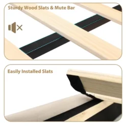 Upholstered Canopy Bed Frame Full Size With Headboard, Button Tufted, Nailhead Trim Design, No Box Spring Required 14 Upholstered Canopy Bed Frame Full Size With Headboard, Button Tufted, Nailhead Trim Design, No Box Spring Required -Furniture GUEST a503ce3a 32d1 442a 820c 54202638dd7a