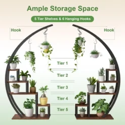Plant Stand Indoor Outdoor, 2 Pack 5 Tier Heavy Duty Metal Plant Shelf, 56" Tall Plants Holder With Plants Hanger -Furniture GUEST a5232d40 9573 4551 bc14 a07f9c3e390d