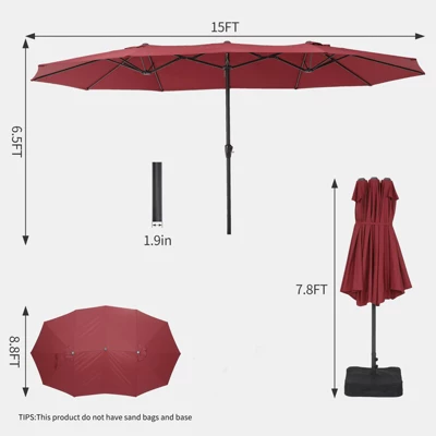 15FT Extra Large Rectangular Patio Umbrella, Outdoor Double Sided Rectangular Market Umbrella With Stand, With Base, Heavy Duty Cantilever Design 5 15FT Extra Large Rectangular Patio Umbrella, Outdoor Double Sided Rectangular Market Umbrella With Stand, With Base, Heavy Duty Cantilever Design - Image 3