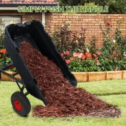 Garden Dump Cart,800lbs Heavy Duty Poly Yard Dump Garden Cart,with 10-Inch Tires,180¡ãRotating Handle,Steel Frame And Quick Release System For Garden -Furniture GUEST a55d63b6 b57e 4110 b44c 6ebea782dfb4