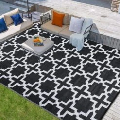 6x9 Outdoor Rug Non Slip - Washable Picnic Rug For Patio, Camping, Beach (Black & White) -Furniture GUEST a580427e 9a6b 4444 83ab 9c2a109d4f73
