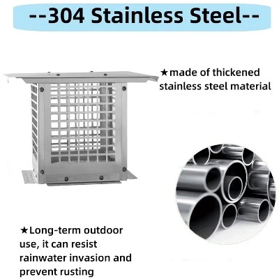 Chimney Cap, 12x12 Inches Square Stainless Steel Chimney Cover - Adjustable Bottom, Mesh For Clay Flue (Silver) 7 Chimney Cap, 12x12 Inches Square Stainless Steel Chimney Cover - Adjustable Bottom, Mesh For Clay Flue (Silver) - Image 5
