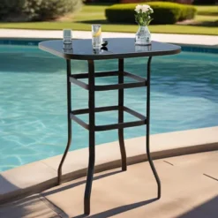 Outdoor Bar Table, Square Patio Table Tempered Glass, Outdoor Bistro Tables For Hot Tub, Balcony, Garden, Patio, Poolside, Lawn, Backyard 8 Outdoor Bar Table, Square Patio Table Tempered Glass, Outdoor Bistro Tables For Hot Tub, Balcony, Garden, Patio, Poolside, Lawn, Backyard -Furniture GUEST a5fe0315 737e 485e abd1 32438e583f63