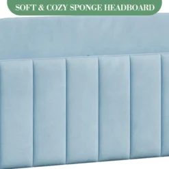 Twin Bed Frame With Bookcase Headboard, Velvet Upholstered Platform - Wooden Slat Support, Noise-Free, No Box Spring Needed, Easy Assembly -Furniture GUEST a655e6a5 12af 459a b3d1 958101674fdf