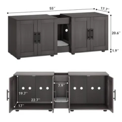 55" Cat Litter Box Enclosure Furniture, 3-in-1 Hidden Litter Cabinet With Barn Doors & Double Rooms For 2 Cats, Wooden Pet Furniture , Brown 14 55" Cat Litter Box Enclosure Furniture, 3-in-1 Hidden Litter Cabinet With Barn Doors & Double Rooms For 2 Cats, Wooden Pet Furniture , Brown -Furniture GUEST a673eec4 a031 4bf3 8227 4f04c9e73f3a