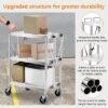 Folding Utility Cart, Stainless Steel Collapsible Service Cart 133 Lbs Large Loading Per Shelf, Sturdy 3-Tier Rolling Cart With Wheels Lockable -Furniture GUEST a6b06469 ecda 44dc bc5f ccbcb0b20507