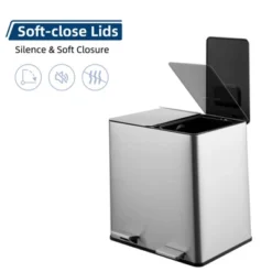 2 X 4 Gallon Dual Compartment Trash Can For Kitchen - Stainless Steel Step Garbage Bin -Furniture GUEST a70d1a01 b3dc 48d3 8a27 19c7cca5fc78