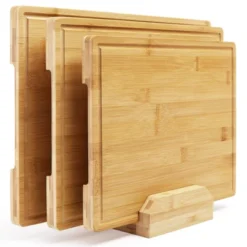 Bamboo Cutting Board Set Of 3, Kitchen Cutting Board Set With Holder, Chopping Board Set With Deep Juicy Groove And Back Inner Handles -Furniture GUEST a7ab6858 406c 4683 bb0c 5be81b5cb627