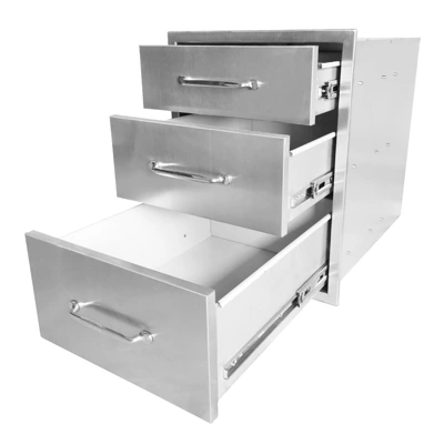18W X 23H X 23D Inch Outdoor Kitchen Stainless Steel Double Access Drawers Combo For BBQ Island Or Grill Station 9 18W X 23H X 23D Inch Outdoor Kitchen Stainless Steel Double Access Drawers Combo For BBQ Island Or Grill Station - Image 7