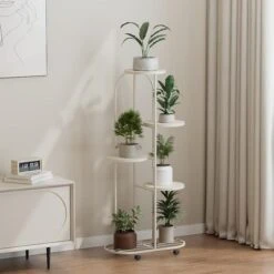 5 Tier Plant Stand, Iron Art Indoor Home Floor Standing Mobile Multi-Layer Plant Stand -Furniture GUEST a87f77a4 c2f1 45cc 8397 fee4f5eec3a6