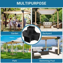 Pergola Brackets, 6''x6'' Pergola Kits - 4-Way Heavy Duty Corner Brackets For Wood Beams, Easy Assembly For Gazebos Patio Log Cabins -Furniture GUEST a892c101 6e88 47f3 8cd5 533a860e787c