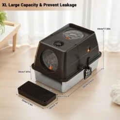 Large Stainless Steel Enclosed Cat Litter Box With Lid, Metal Kitty Litter Box With Flip Cover, Removable Top And Litter Scooper, 17.32'' -Furniture GUEST a99d3f72 aedc 437b bf25 0adebf7bbb8f